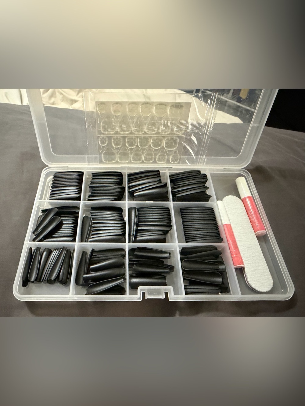 **NWT** Black False Nail Tip Extension Kit with Filing Tools